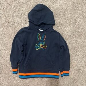 Psycho Bunny Navy Hoodie with Multicolor Bunny Design